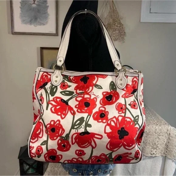 Coach Poppy Red Floral Women's Bag - Picture 8 of 8